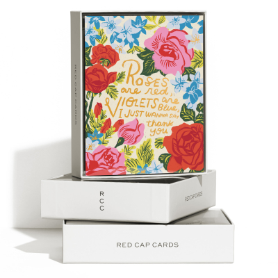 Roses and Violets FOIL Thank You Boxed Set|Red Cap Cards