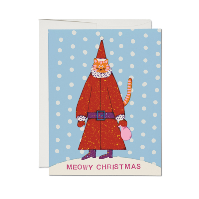 Santa Cat Holiday Card|Red Cap Cards