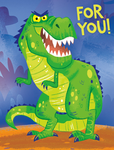Green Cartoon Dino Enclosure Card|Peaceable Kingdom