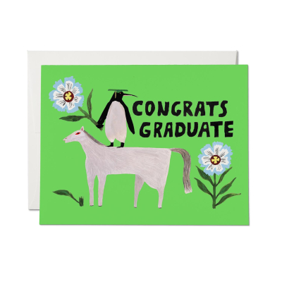 Penguin Pomp SPOT Graduation card|Red Cap Cards