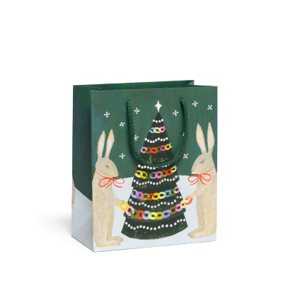 Peace Rabbits FOIL Holiday Medium Bag|Red Cap Cards