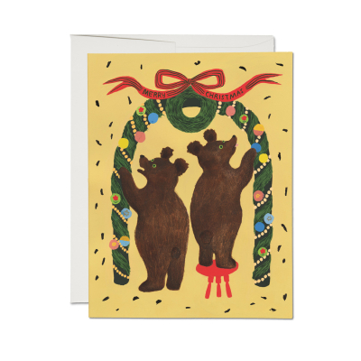 Beary Cheers FOIL Holiday Card|Red Cap Cards
