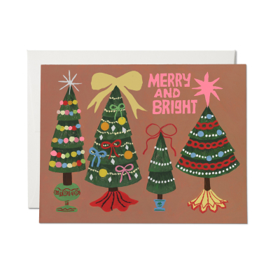 Brilliant Trees FOIL SPOT Holiday Card|Red Cap Cards