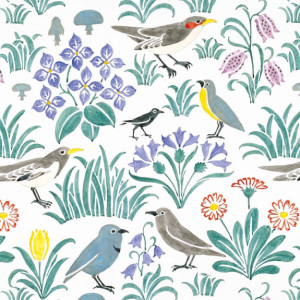 NOTECARD Square Voysey Birds