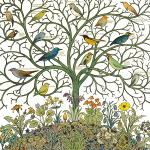 NOTECARD Square Voysey Birds