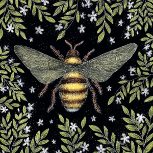 NOTECARD Square Honey Bee And Moths