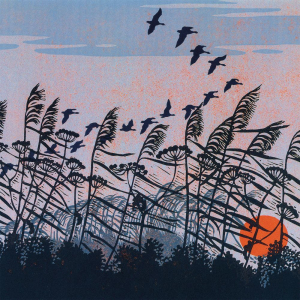 NOTECARD Square Theme Landscape Linocuts