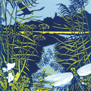 NOTECARD Square Theme Landscape Linocuts