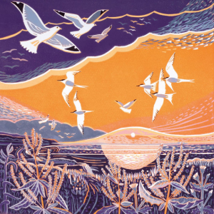NOTECARD Square Theme Linocut Landscapes