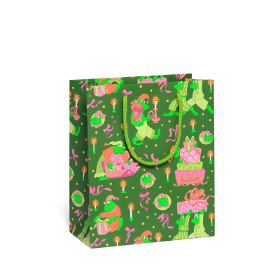 Frog Christmas FOIL SPOT Holiday Medium Bag|Red Cap Cards