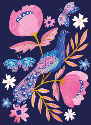 Peacock And Butterflies