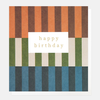 Happy Bday Orange Green Blue Multi Stripe|Caroline Gardner