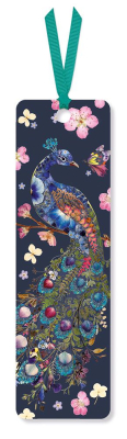 BOOKMARK Peacock And Cherry Blossoms