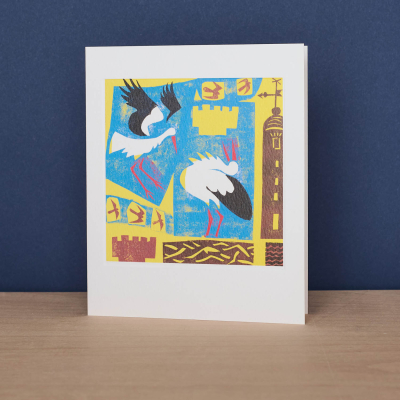 Stork And Lesser Kestrels|Art Angels