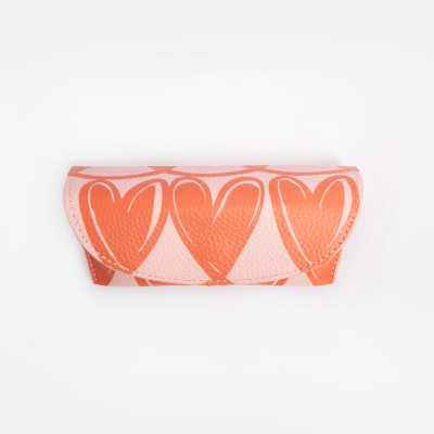 Pink Orange Linked Hearts Flap Glasses Case|Caroline Gardner