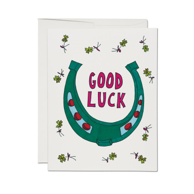 Good Luck Clover Encouragement Card|Red Cap Cards