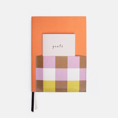 Orange Multi Check Front Pocket Journal Set|Caroline Gardner