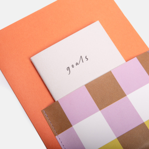 Orange Multi Check Front Pocket Journal Set|Caroline Gardner
