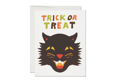 Spooky Black Cat Halloween Card|Red Cap Cards
