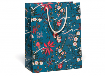 Blue Poinsettia Holiday Large Bag|Red Cap Cards