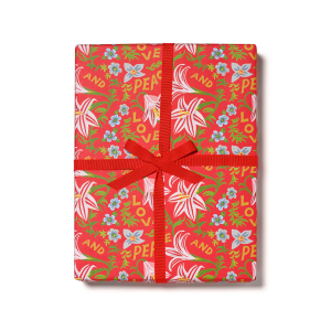 Peace And Love Amaryllis Holiday Wrap Roll|Red Cap Cards