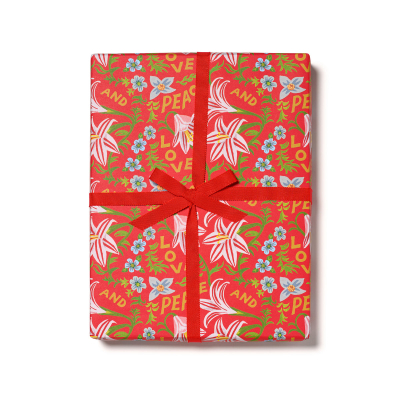 Peace And Love Amaryllis Holiday Wrap|Red Cap Cards