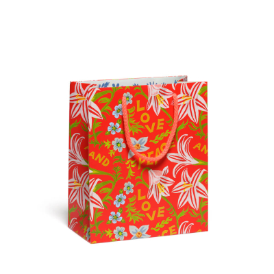Peace And Love Amaryllis Holiday Medium Bag|Red Cap Cards