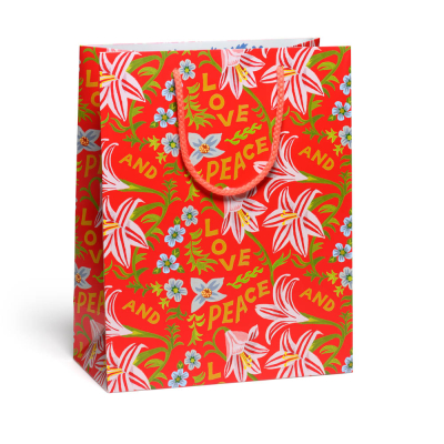 Peace And Love Amaryllis Holiday Large Bag|Red Cap Cards