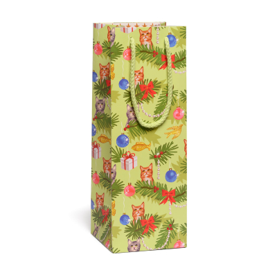 Meowy Christmas Wine Bag|Red Cap Cards