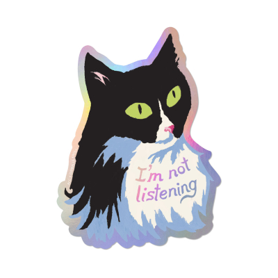 Not Listening sticker|Red Cap Cards