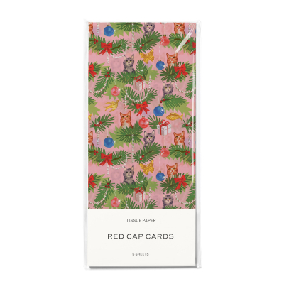 Meowy Christmas Holiday Tissue Paper|Red Cap Cards
