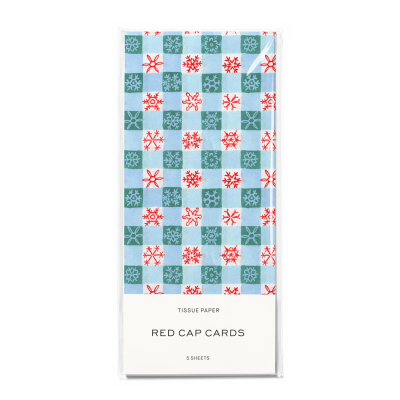 Snowflake Plaid Holiday Tissue Paper|Red Cap Cards