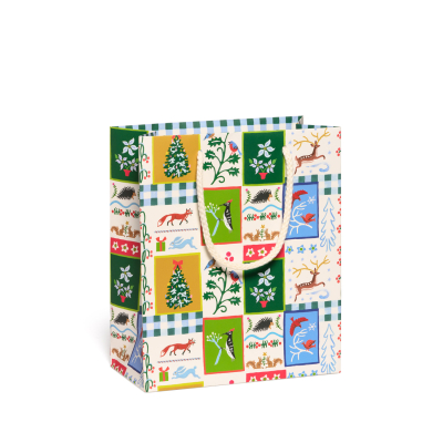 Patchwork Christmas Holiday Medium Bag|Red Cap Cards