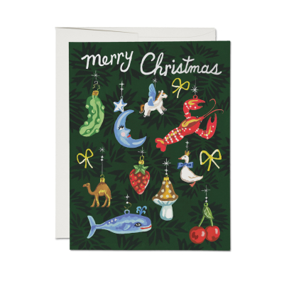 Curious Trimmings FOIL Holiday Card|Red Cap Cards