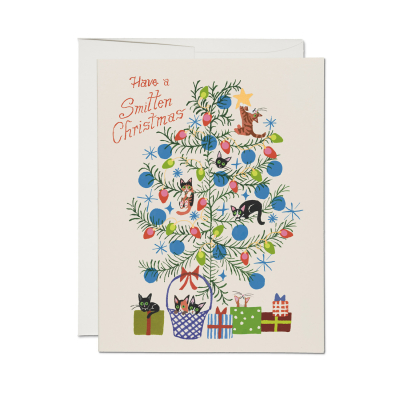 Smitten Christmas FOIL Holiday Card|Red Cap Cards