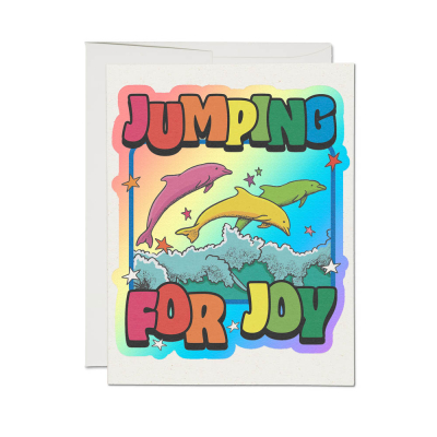 Jumping Dolphins FOIL Congrats card|Red Cap Cards