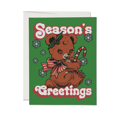 Christmas Teddy Bear Holiday Card|Red Cap Cards