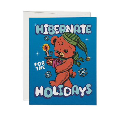 Sleepy Teddy Bear Holiday Card|Red Cap Cards