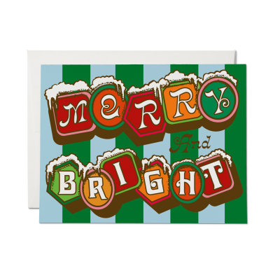 Merry Stripes Holiday Card|Red Cap Cards