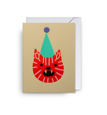 MINI CARD Party Hat Tiger