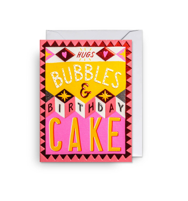 MINI CARD Hug Bubbles And Birthday Cake