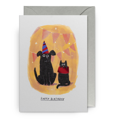 Dog And Cat With Party Hats