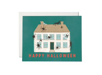 Spider House Halloween Card|Red Cap Cards