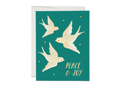Embellished Doves FOIL Holiday Card|Red Cap Cards