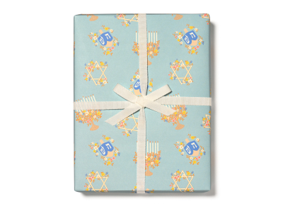 Floral Menorah Holiday Wrap Roll|Red Cap Cards
