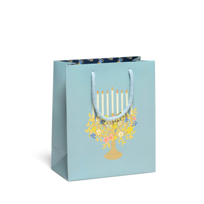 Floral Menorah Medium Bag|Red Cap Cards