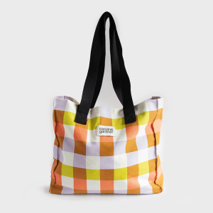 Multi Check Double Handle Tote Bag|Caroline Gardner