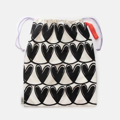 Mono Linked Hearts Drawstring Laundry Bag|Caroline Gardner
