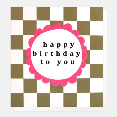 Happy Birthday To You Khaki Check|Caroline Gardner
