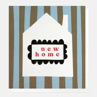 New Home House On Blue And Khaki Stripe|Caroline Gardner